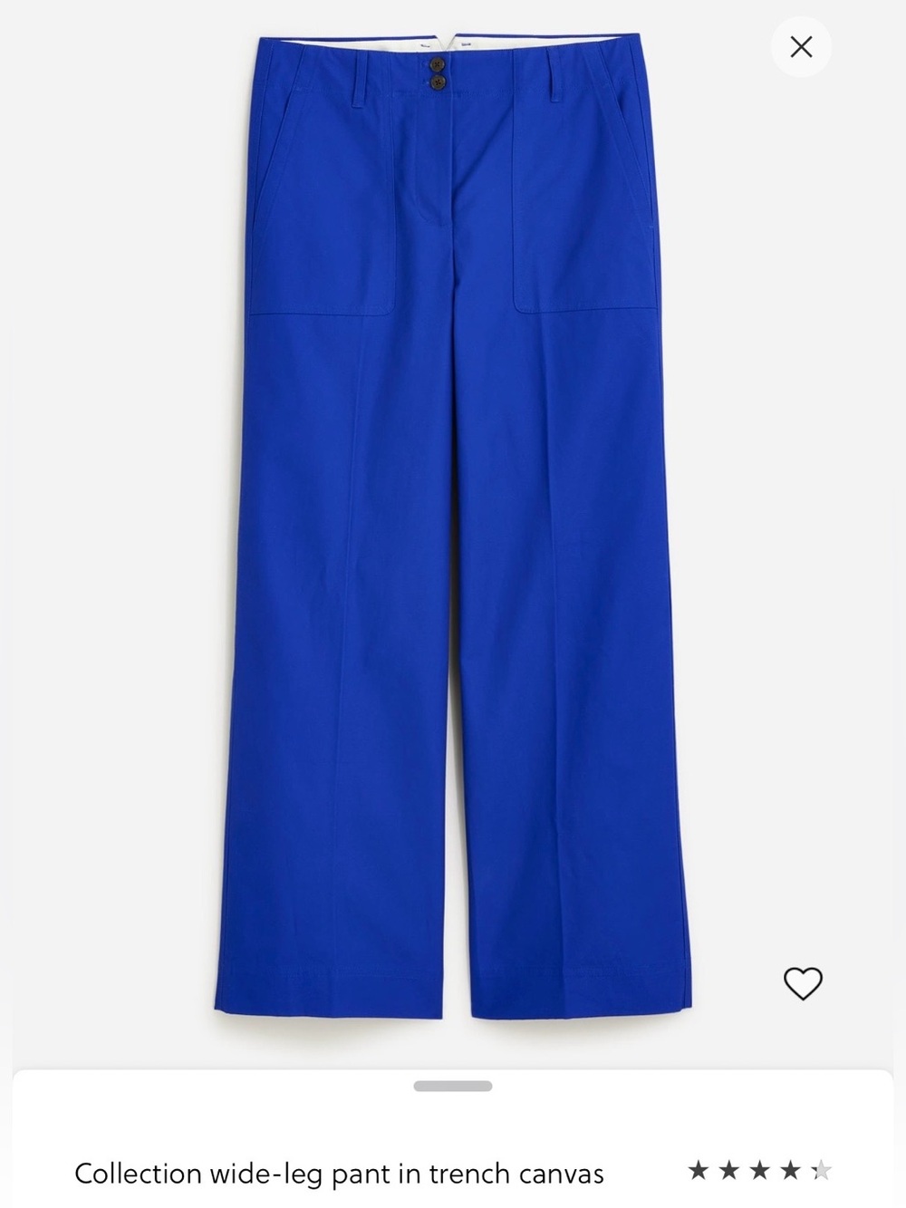 J. Crew Collection Wide-Leg Pants in Cobalt Blue
